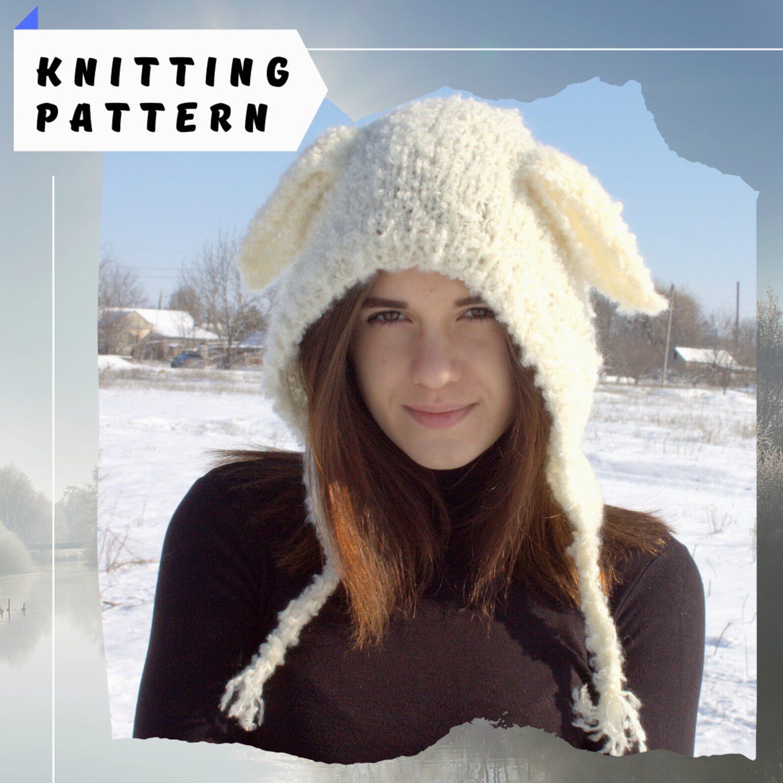 DIY Lamb hat pdf knitting pattern Animal hood with ears White Etsy