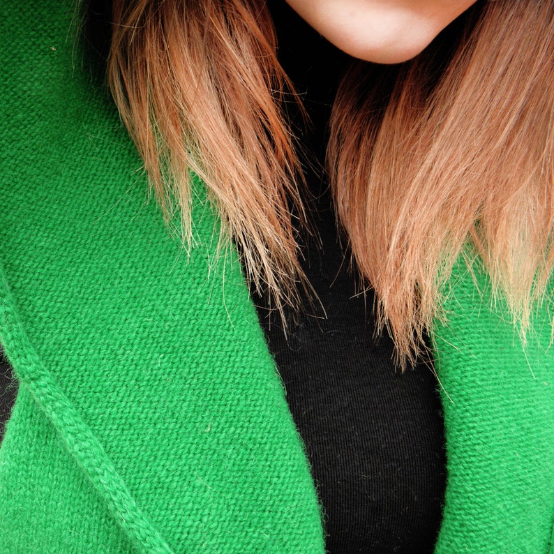 Xmas hood scarf gift Green hooded pocket clover scarf Unisex cool hood Cowl knitted pure wool Scoodie Long headscarf for ginger young man