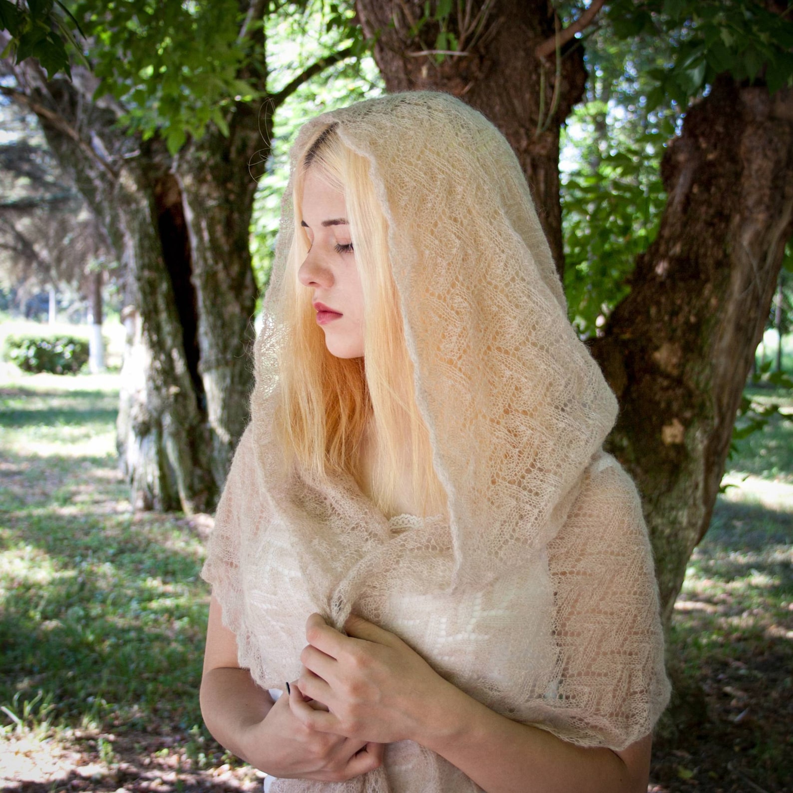 Prayer shawl Catholic mass veil Bridal cape Lace mantle Hooded Etsy