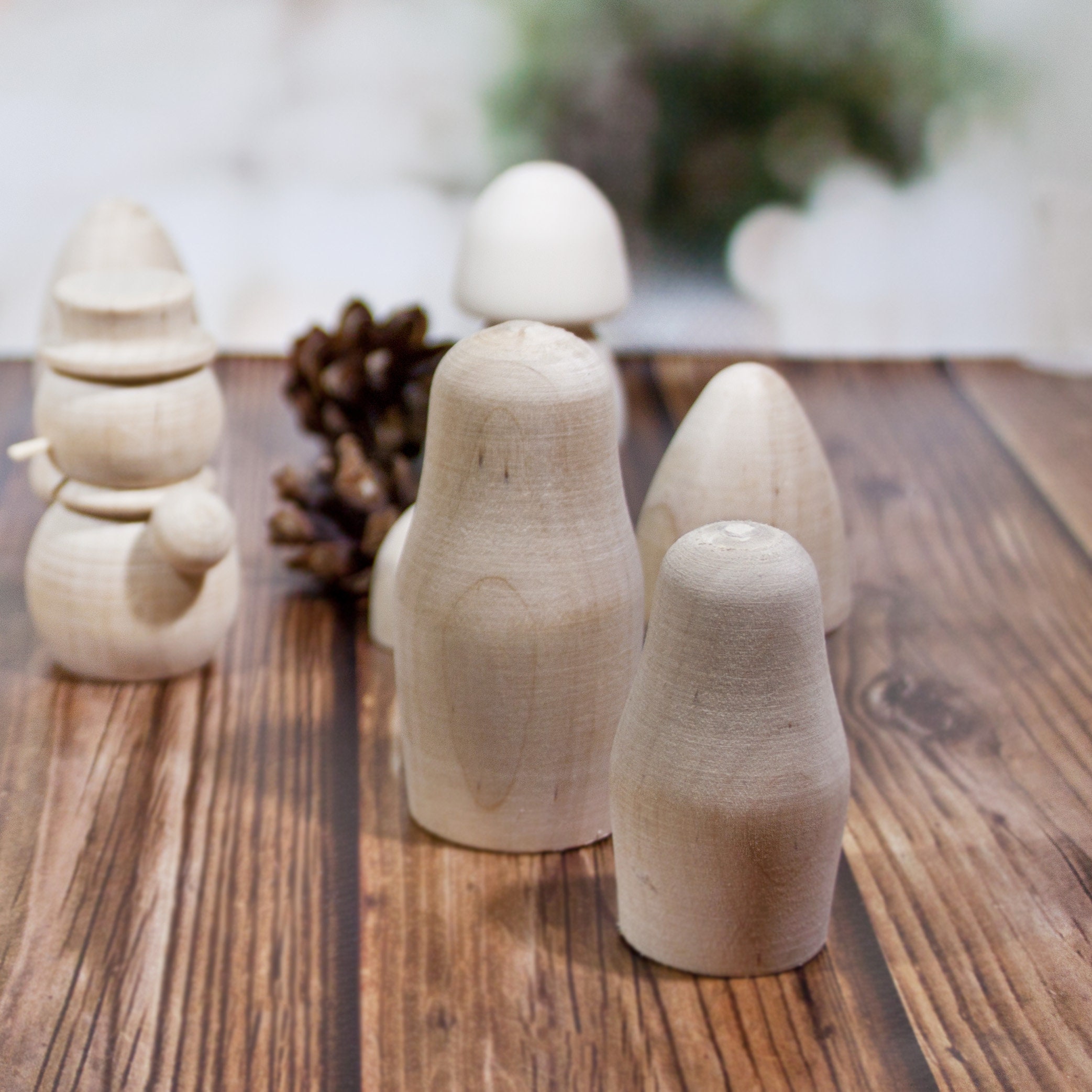 Nesting dolls set 3 wood figures Unfinished natural wood peg Etsy