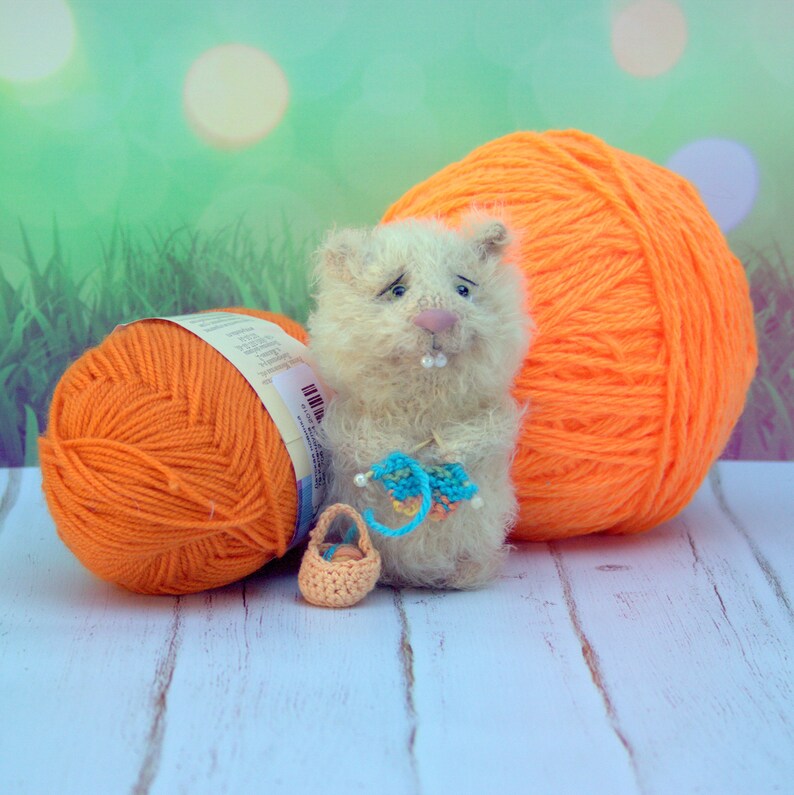 Small hamster knitter Gift Mother Day Fluffy plush stuffed toy Etsy