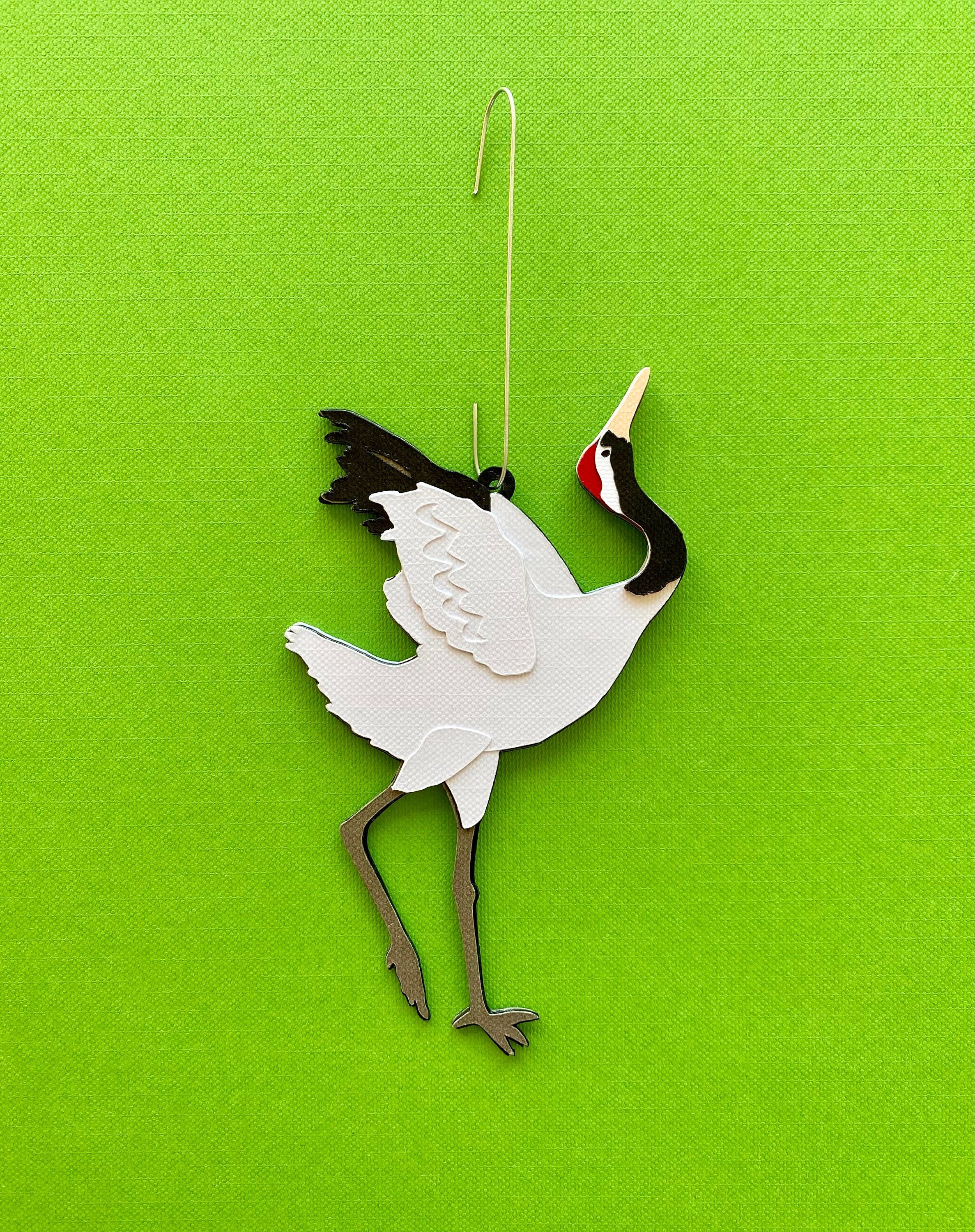 Japanese Red-Crowned Crane Bird Glass Christmas Tree Ornament Poland 110219 