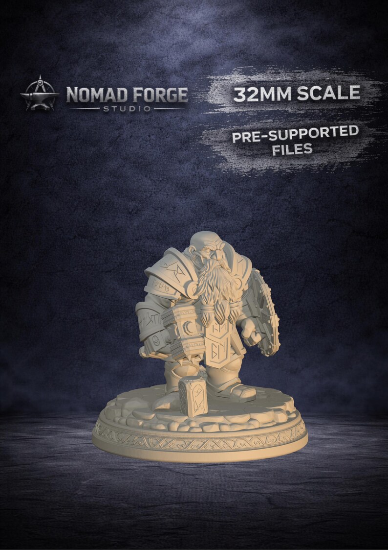 Dwarf Warrior STL | 3D Printable Fantasy Miniature | Dnd RPG | 32mm ...