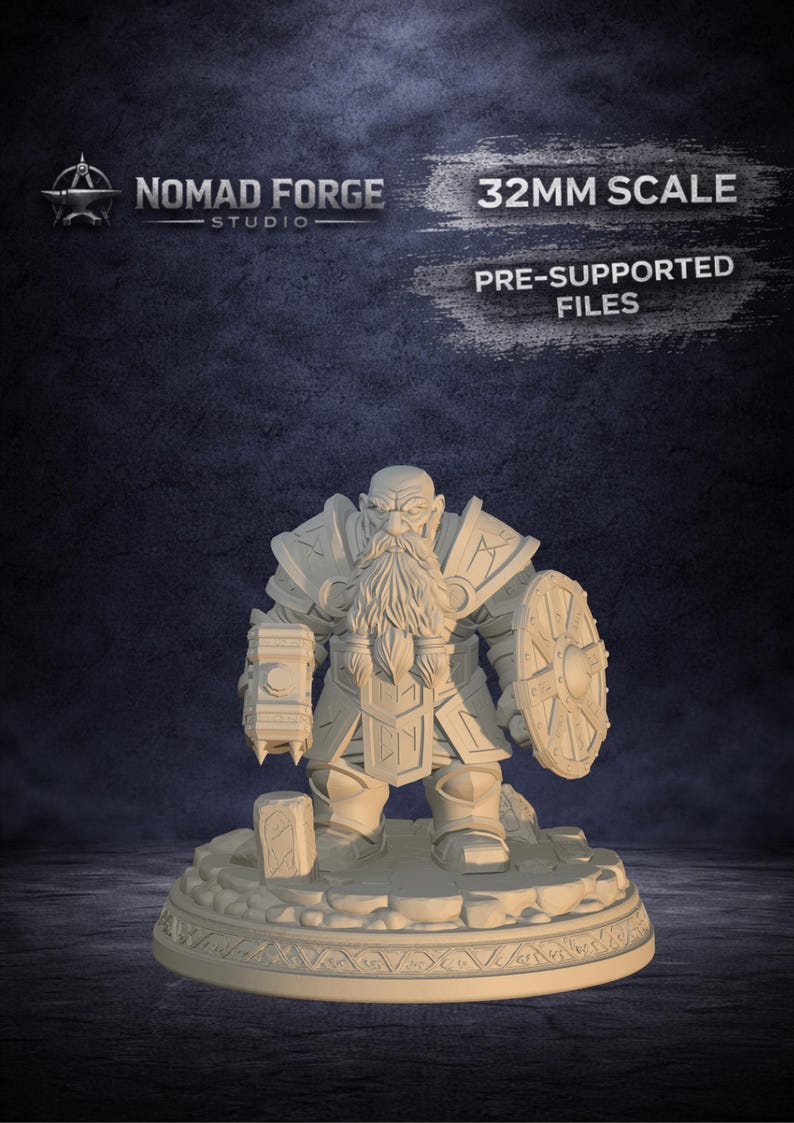 Dwarf Warrior STL | 3D Printable Fantasy Miniature | Dnd RPG | 32mm ...