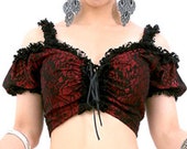 Cold Shoulder Top - Med - Tribal Fusion Latin Salsa Tango Belly Dance Ballet Halloween Cosplay Ren Faire Pin Up SteamPunk Gothic