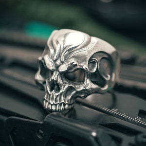 Jawless Skull 925 Silver Ring Broken Gothic Retro Skull Classic Motorcycle  Trend Skull Silver Ring Gift 