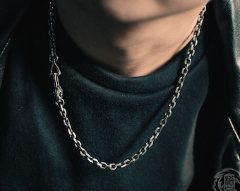 Sterling Silver 5mm Necklace Chain with Skull Clasp