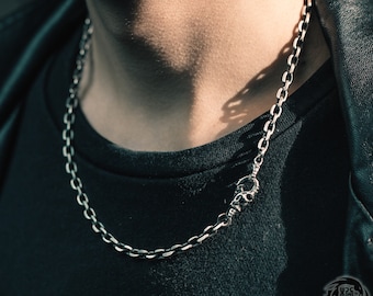 Aged Sterling Silver Necklace Chain: Skull Lobster Claw, 5.2mm