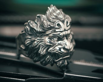 Affenkönig Ring Wukong Sterling Silber 925, oxidiertes Silber, Songyan Schmuck