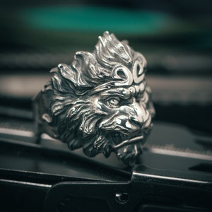 Monkey King Ring Wukong Sterling Silver 925, Oxidized Silver, Songyan Jewelry