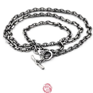 Silver Necklace Chain 3.5mm,Aged Finish,Sterling Silver 925, Songyan Jewelry, 50cm, 55cm, 60cm