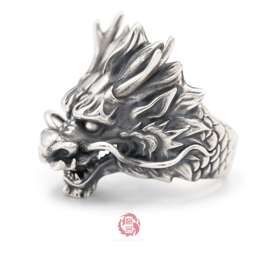 S925 Sterling Silver & Garnet Guardian Dragon Ring - Fanduco