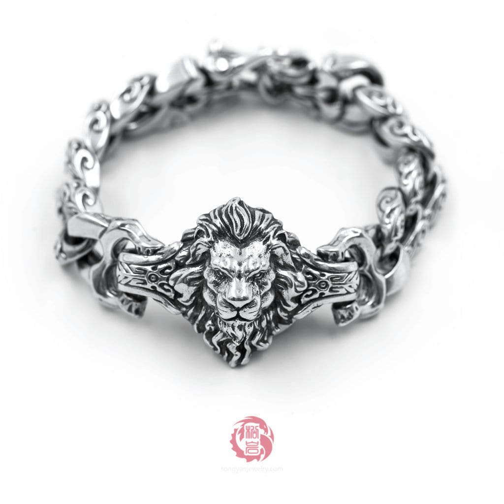 Lion Headed Kada in Pure silver - I - Rudra Centre