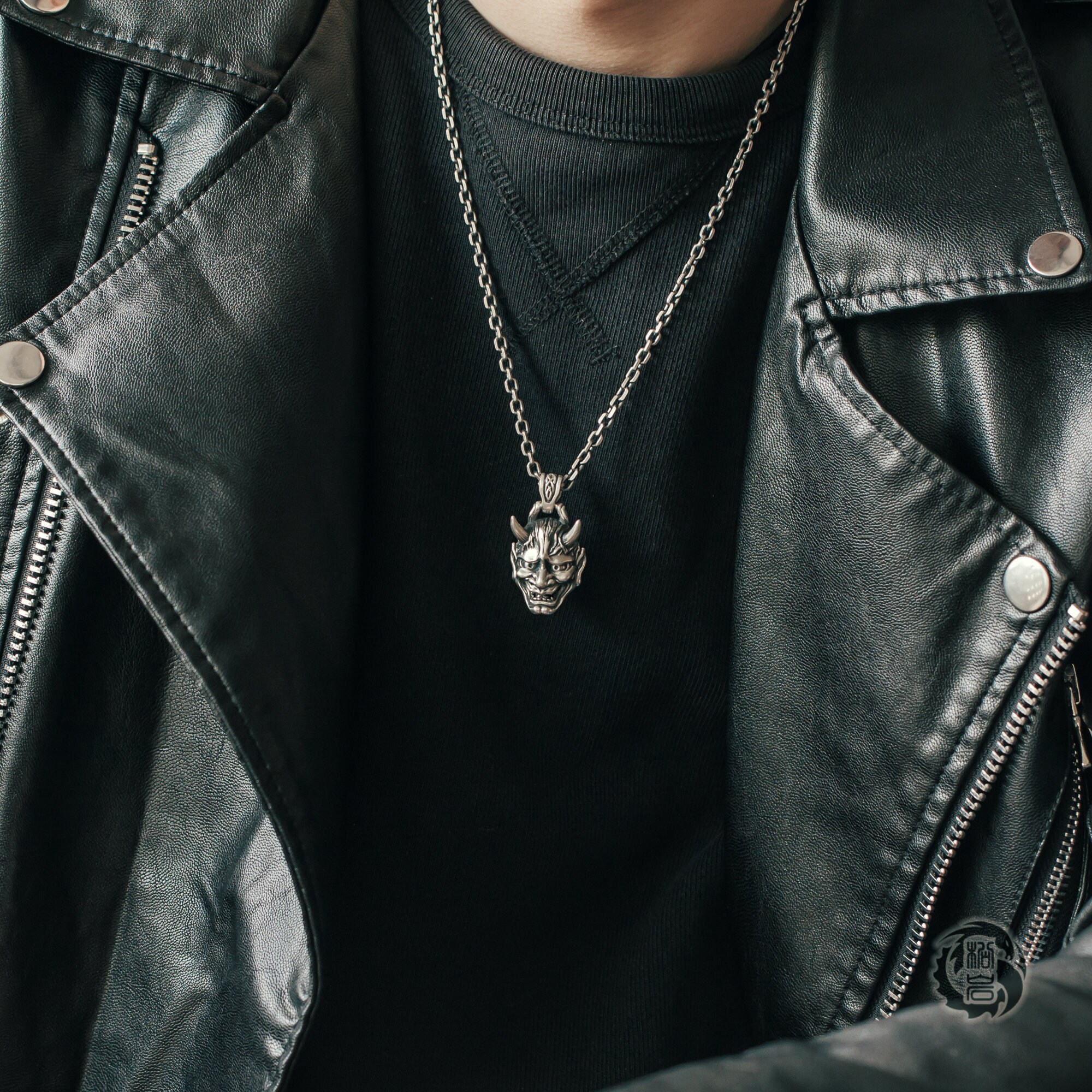 Oxidized Sterling Silver Hannya Mask Pendant Necklace - Etsy