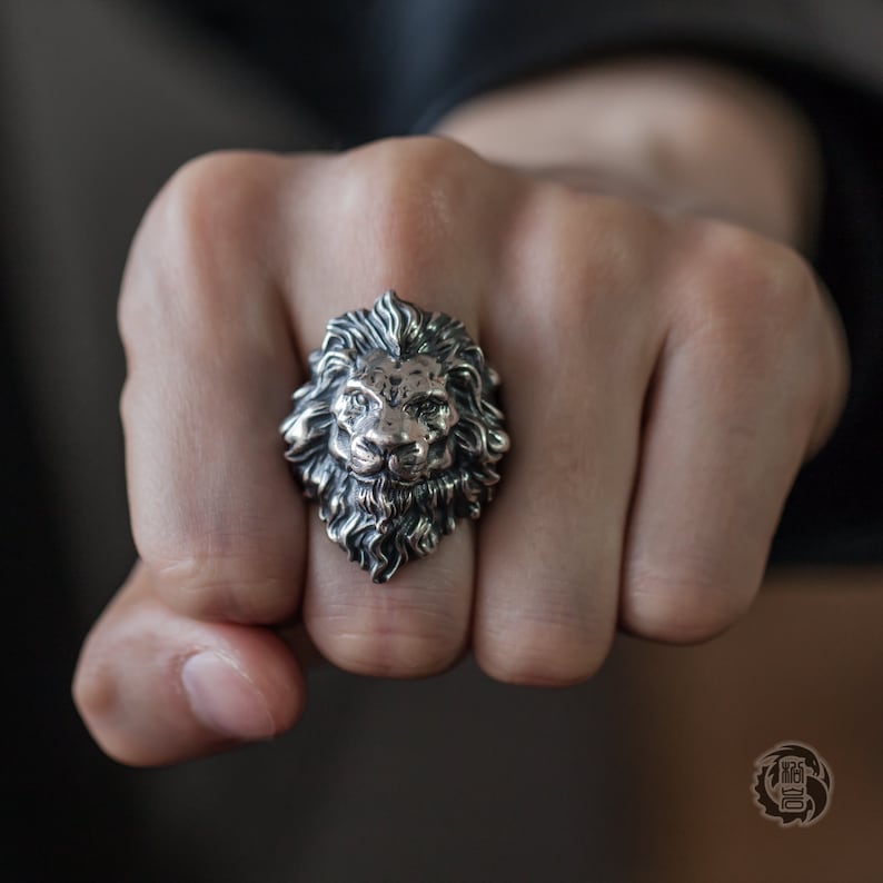Men Silver Lion Ring Men Lion Head Ring Lion King Men Ring Etsy Canada