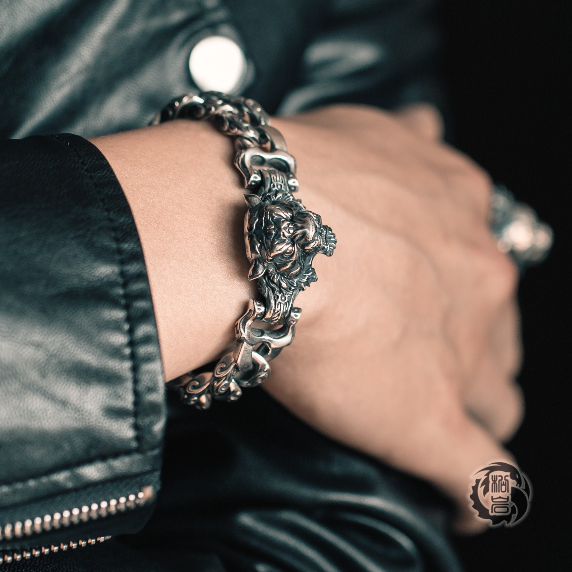 Big Tiger Head Bracelet Sterling Silver 925, Oxidized Silver Big Tiger Head Bracelet Sterling Silver 925, Oxidized Silver