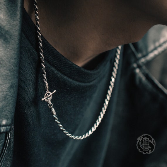 Silver Necklace Chain 3mm,aged Finish,sterling Silver 925, Songyan