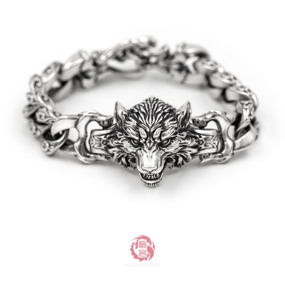 wolf silver bracelet