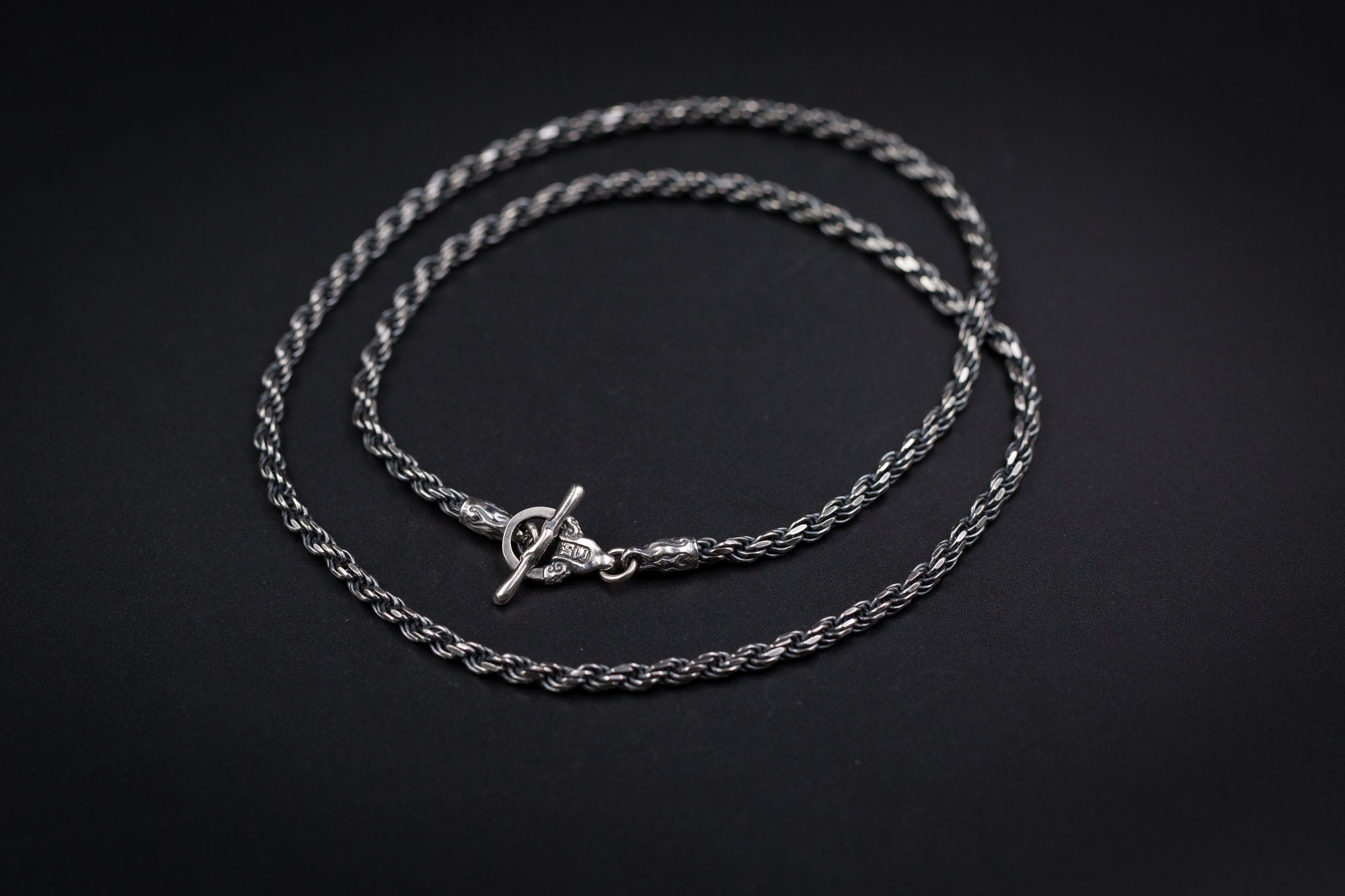 Silver Necklace Chain 3mm,aged Finish,sterling Silver 925, Songyan