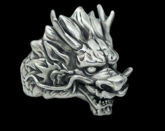 Oxidierter Sterling Silber Drachen Ring