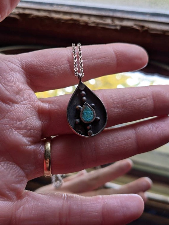 Native American Indian Turquoise Pendant Necklace - image 2