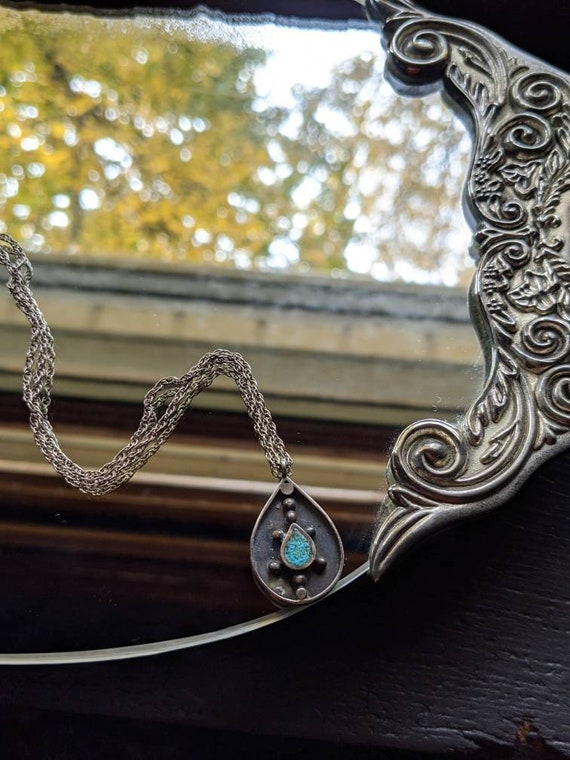 Native American Indian Turquoise Pendant Necklace - image 1