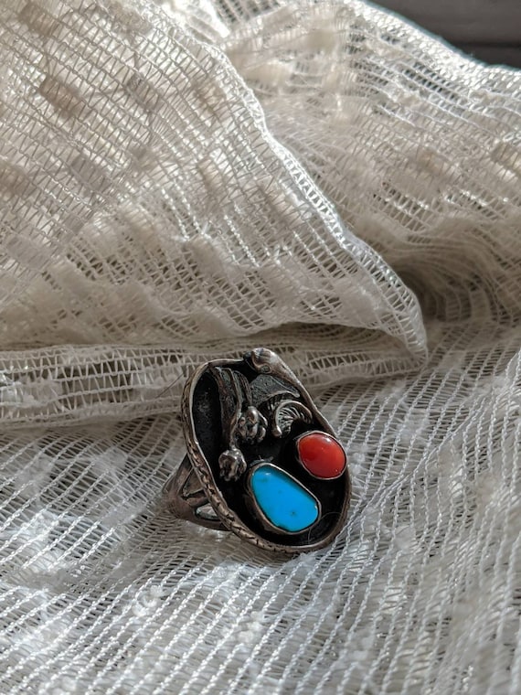 Old Pawn Native American Snake Eyes Turquoise and 