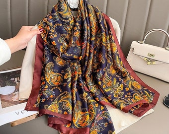 Luxurious soft silk scarf. Vibrant paisley print design.Personalised gift/Xmas box and card available. Great Mother's Day gift!