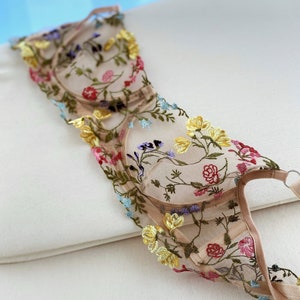 Floral lingerie set - Embroidered Handmade Lingerie Set In Different Colors