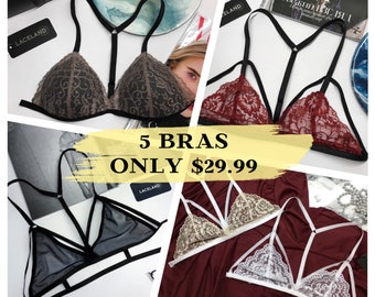 LIMITED OFFER - 5 bras only 29.99 - mystery box bralette for women - see description for details