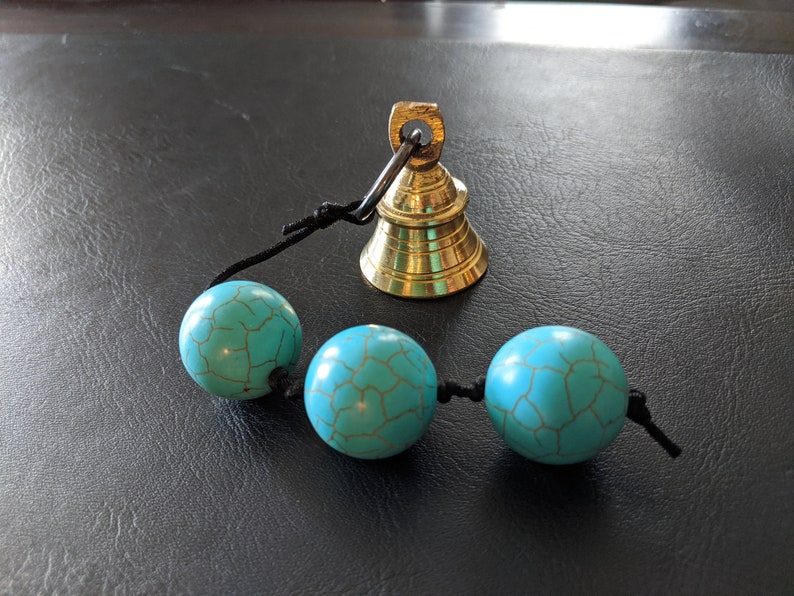 Howlite Anal Beads With A Brass Bell Stone Anal Beads Sex Etsy