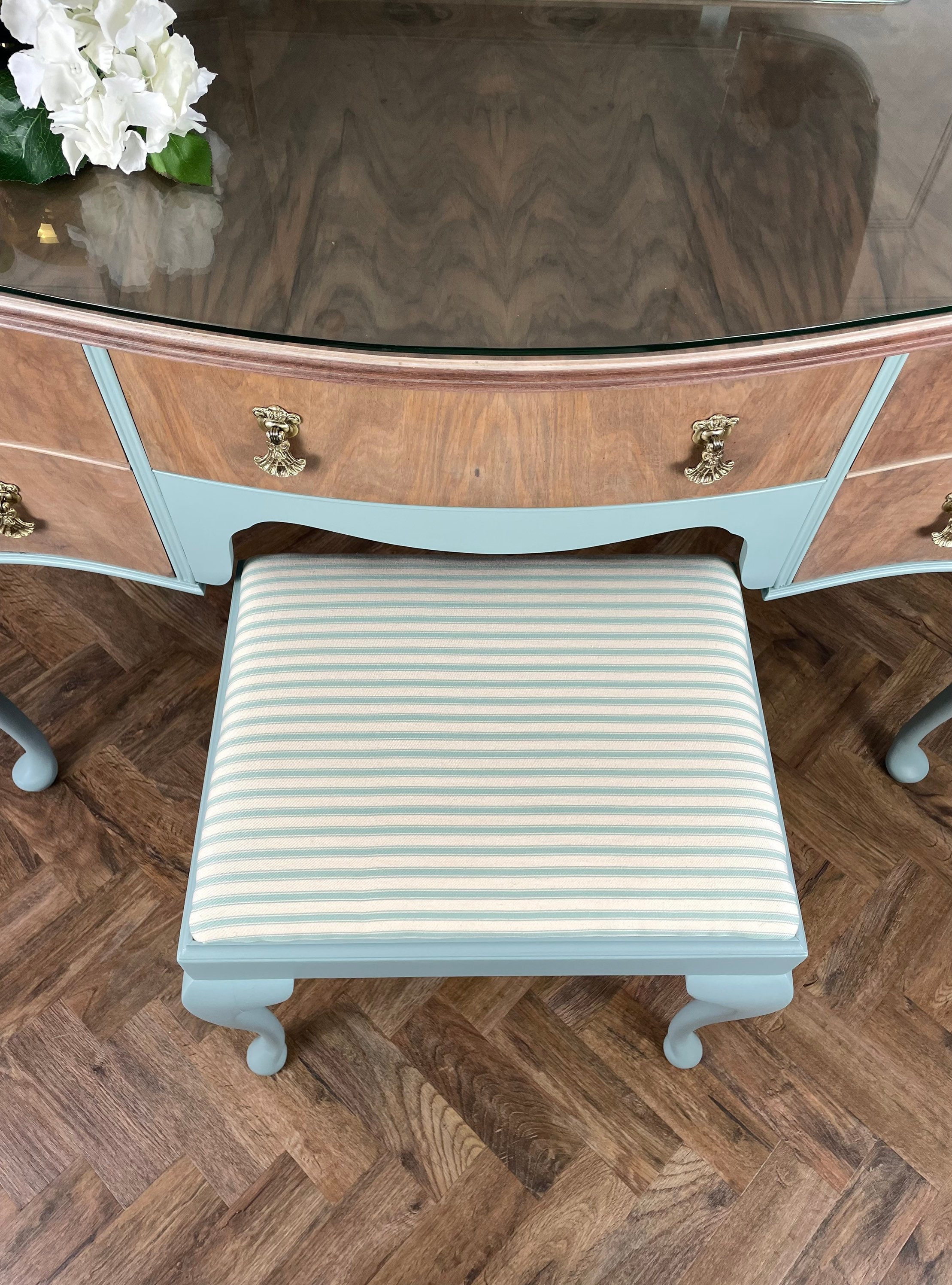 Vintage Blue Dressing Table Set 1940s Bedroom Furniture Etsy