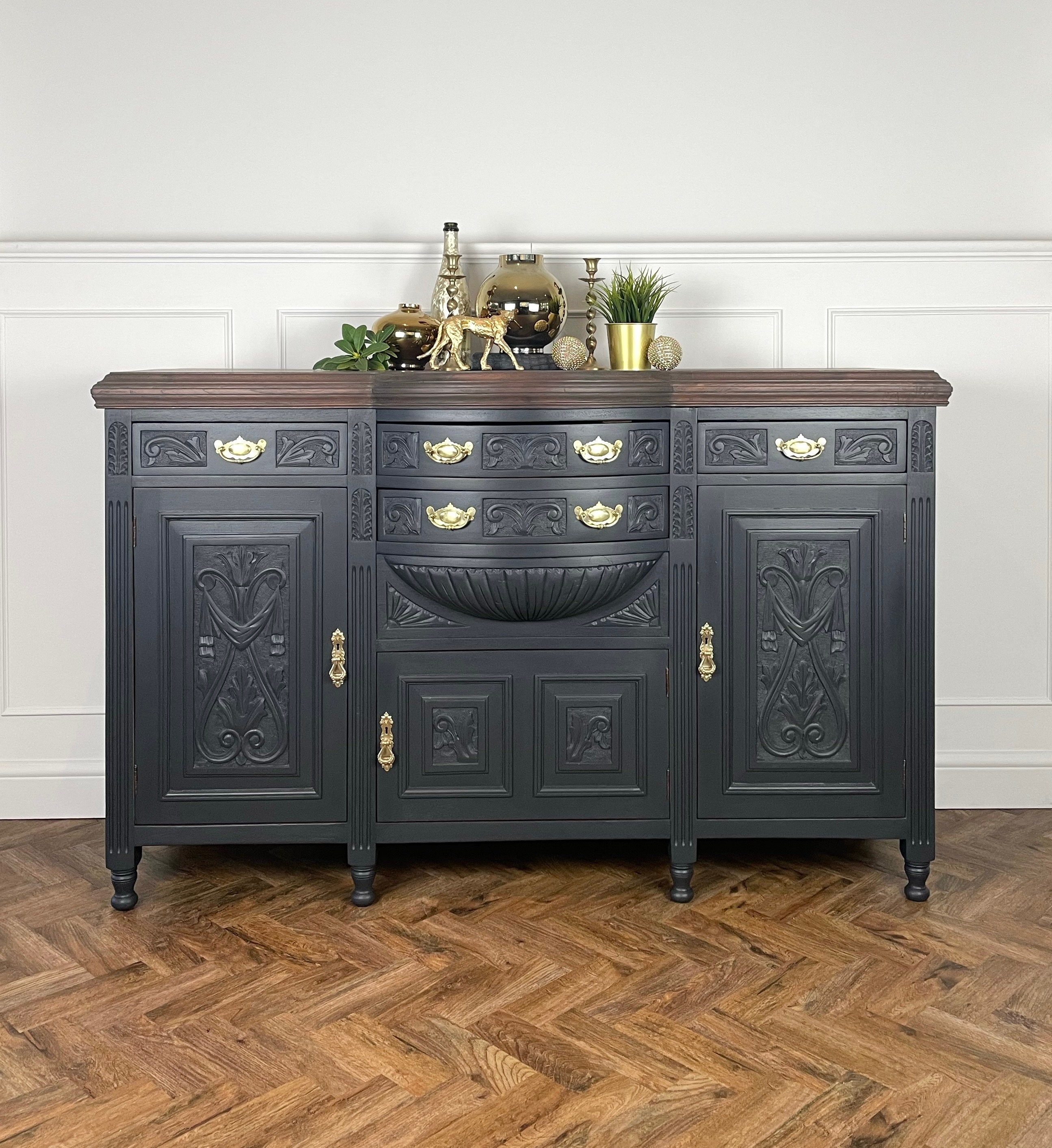 Black Antique Dresser Etsy UK