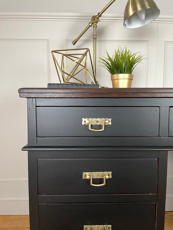 Antique Black Painted Knee Hole Desk Working From Home Desk