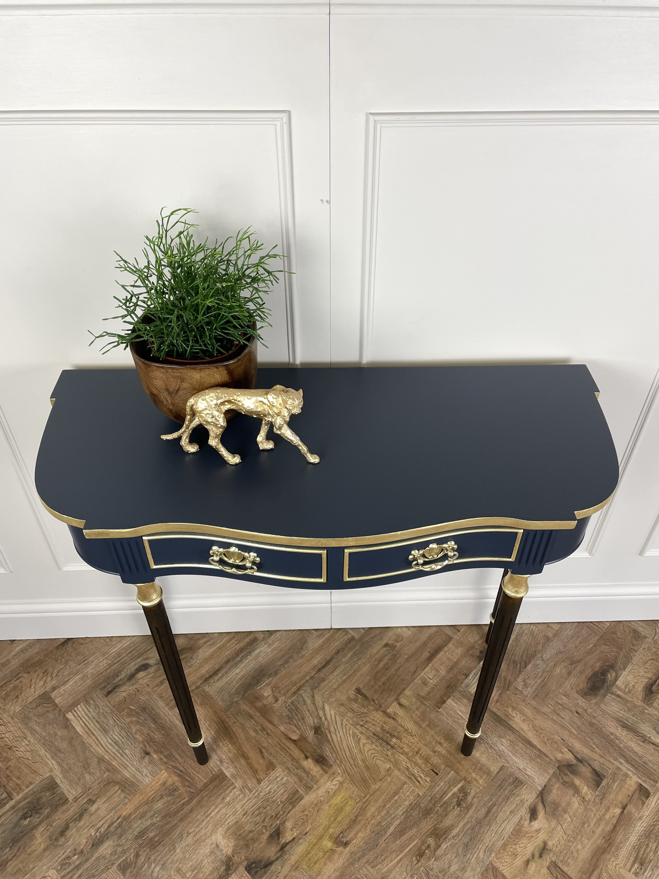 Vintage Blue and Gold Painted Table Regency Style Console Table Hall Table Painted to Order Etsy