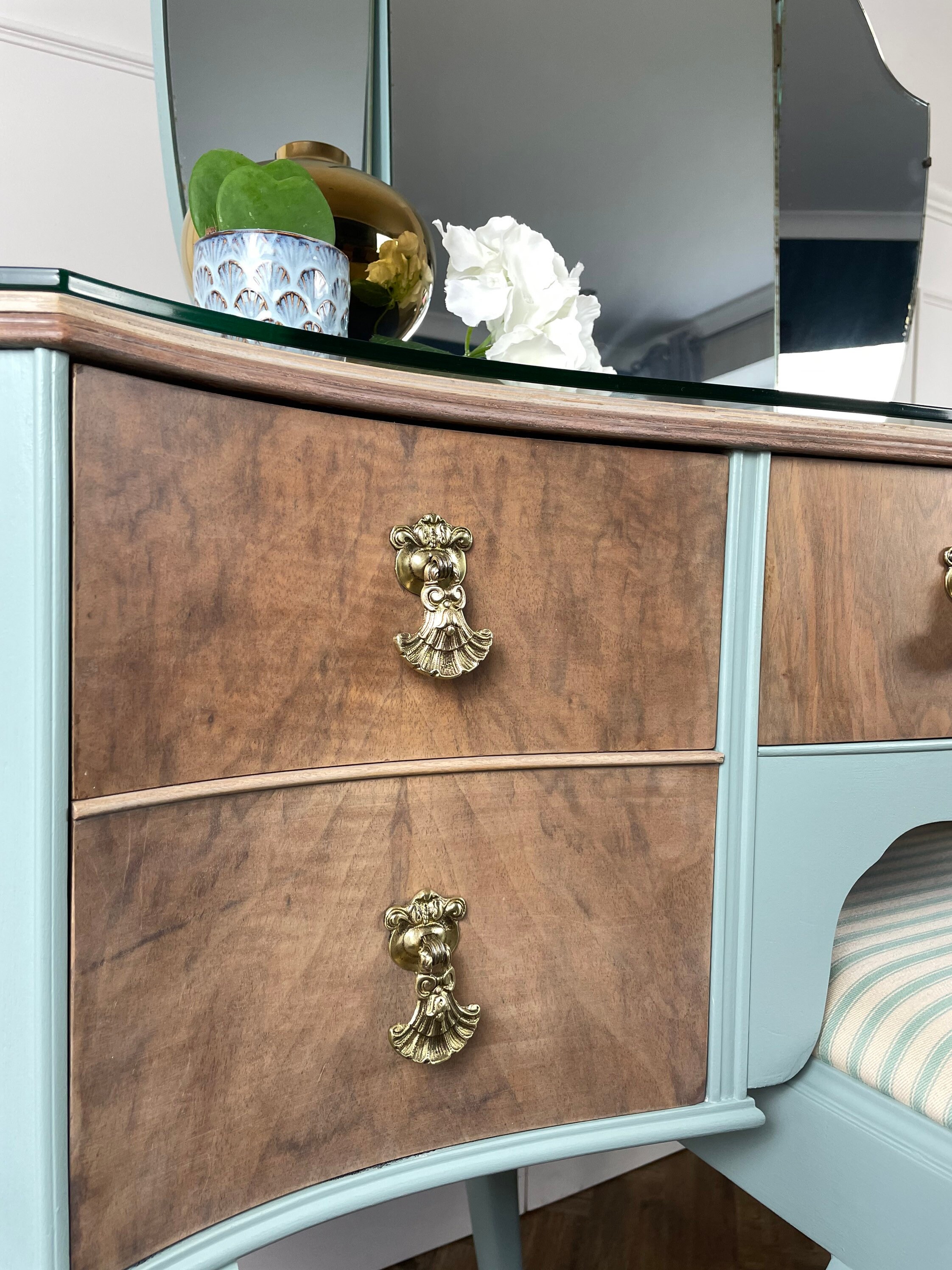 Vintage Blue Dressing Table Set 1940s Bedroom Furniture Etsy