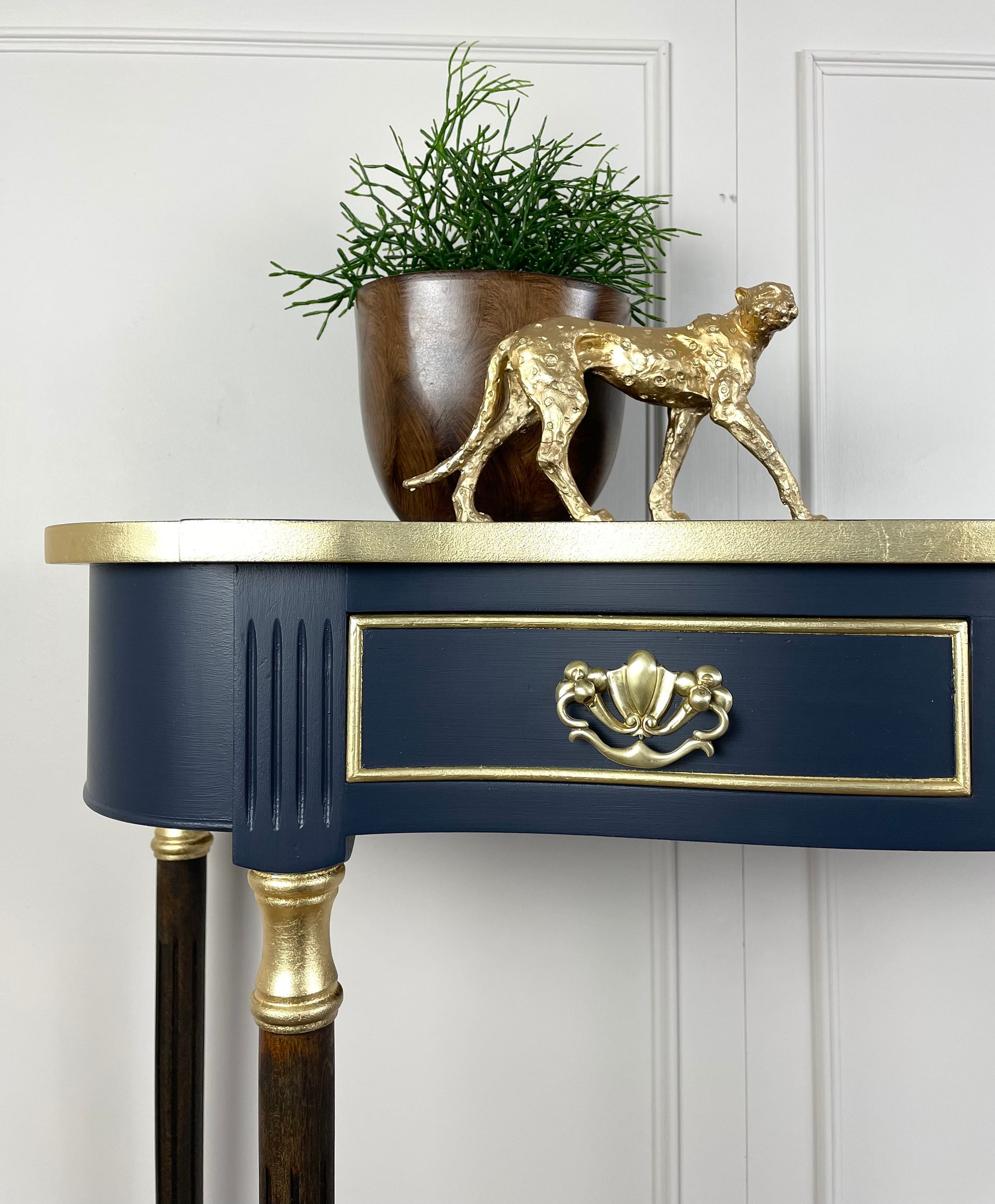 Navy blue and cheap gold console table