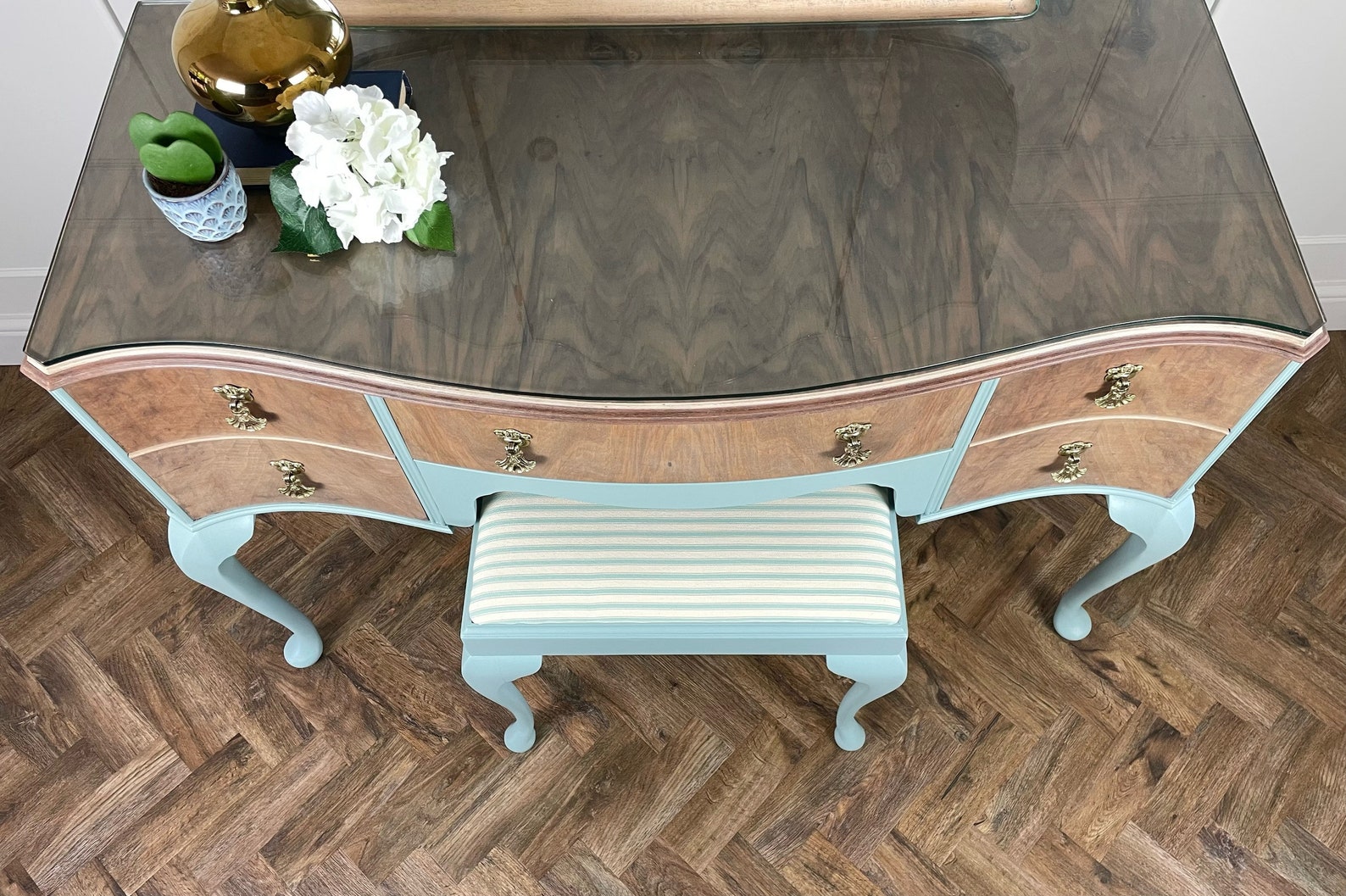 Vintage Blue Dressing Table Set 1940s Bedroom Furniture Etsy