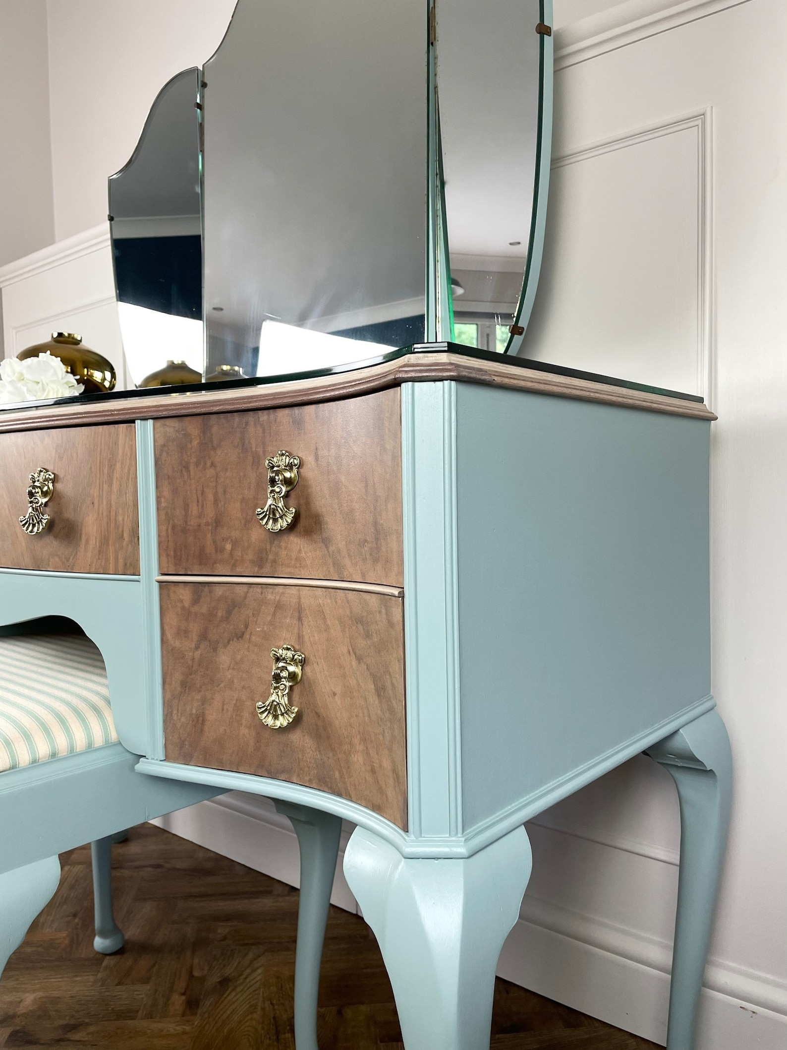 Vintage Blue Dressing Table Set 1940s Bedroom Furniture Etsy