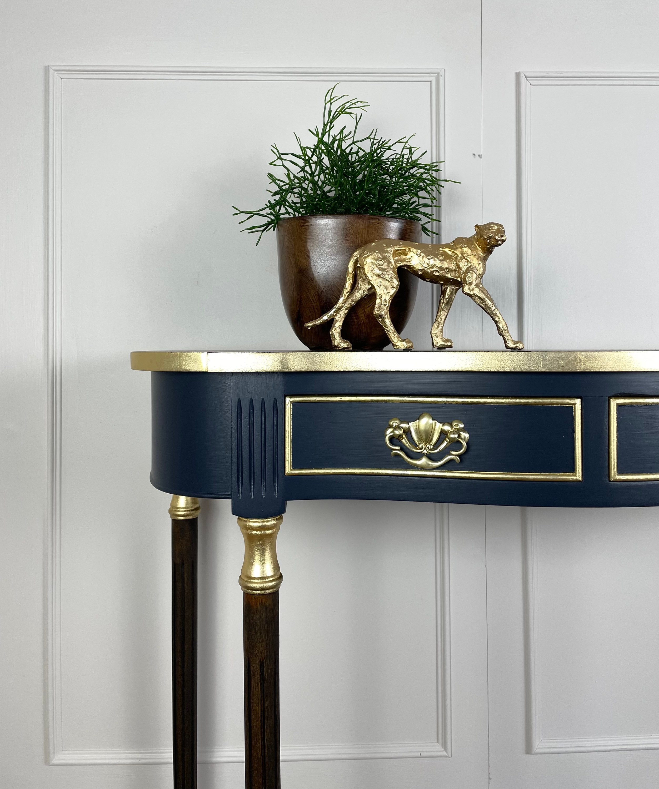 Navy blue and gold console table discount