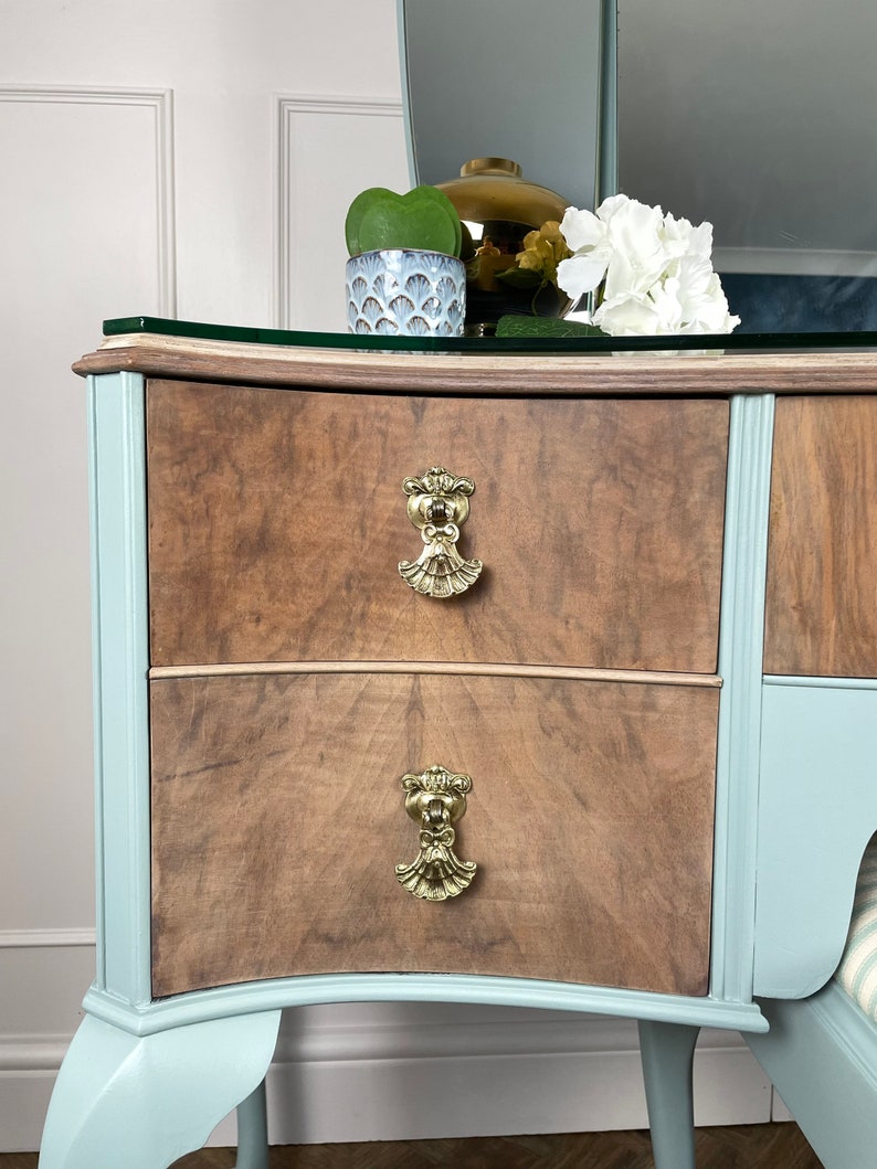 Vintage Blue Dressing Table Set 1940s Bedroom Furniture Etsy