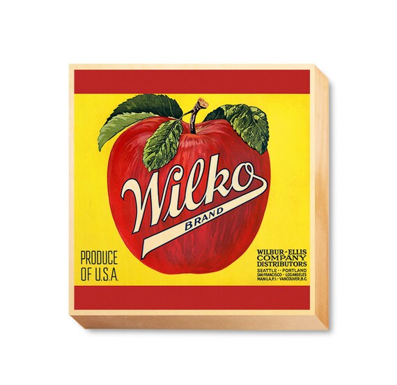 Vintage Crate Label Art Wilko Brand Apples Art Print Etsy