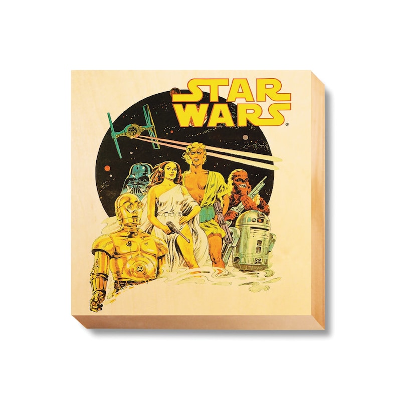 Vintage Star Wars poster Illustration art print wooden canvas art wood wall art by Grumpy Bulldog Design Works