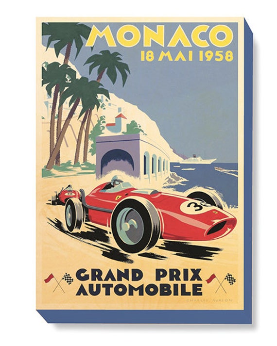 VINTAGE 1956 MONACO GRAND PRIX AUTOMOBILE A4 POSTER PRINT