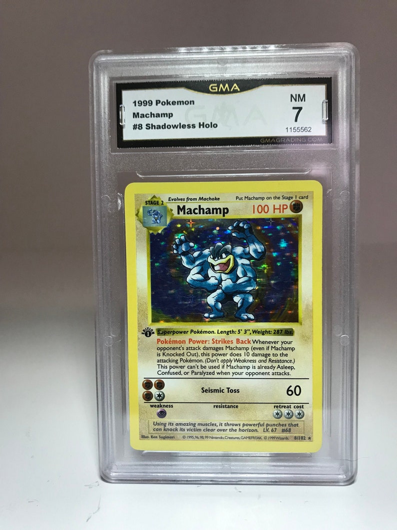 POKEMON MACHAMP HOLO RARE 1ST EDITION PSA GRADED POKÉMON CARD BASE SET 8//102