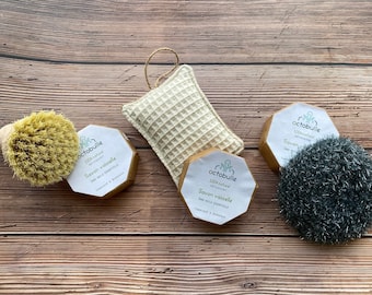 Mini zero waste box for the kitchen discovery tawashi sponge kitchen brush and dishwashing cake solid soap