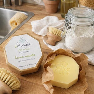 Savon vaisselle solide écologique – Cake vaisselle naturel zéro déchet – dégraissant doux mains – artisanal, biodégradable, durable