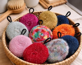Lavette tawashi grattounette double-sided sponge grating and soft cotton to wash the dishes without scratching it, accessory zero waste