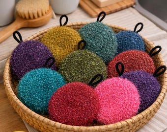 Lavette Tawashi Éponge Zéro Déchet – Double Face Grattante et Douce, Réutilisable, Vaisselle & Nettoyage Maison, Fait Main France