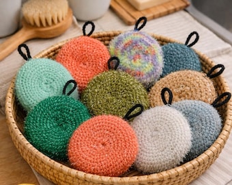 Lavette tawashi grattounette double-sided sponge grating and soft cotton to wash the dishes without scratching it, accessory zero waste